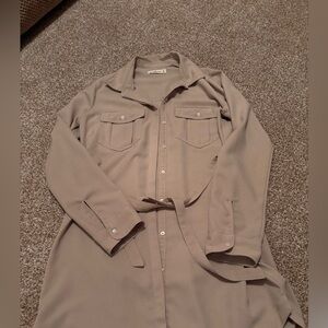 Abercrombie Tan Tie-Waist Button-Up Dress M